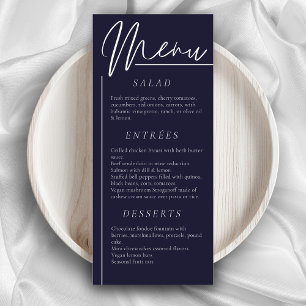 Menu Janto de marinho escuro da flor da água do casamen