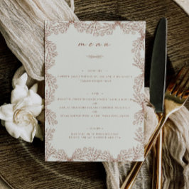 Menu Janto de Mesa de Casamento de Beige Floral