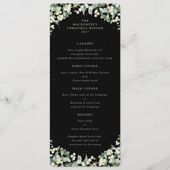 Menu Janto de Natal Black Snowberry Flat 4 Course (Frente)