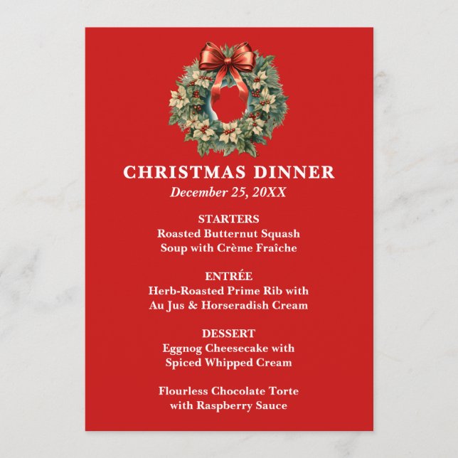 Menu Janto de Natal Elegante Wreath (Frente)