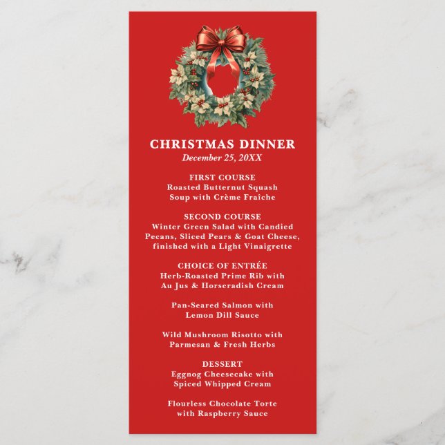 Menu Janto de Natal Elegante Wreath (Frente)