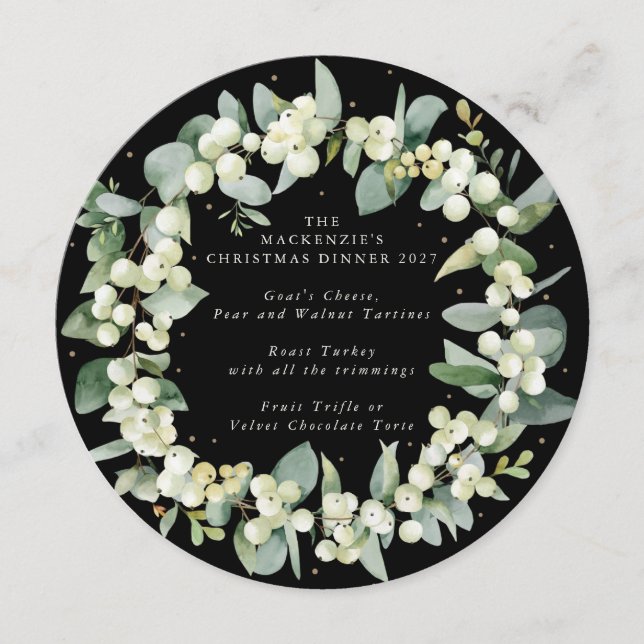 Menu Janto de Natal Round/Square Snowberry Wreath (Frente)