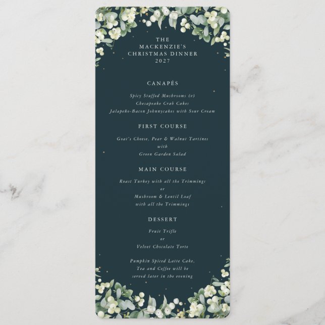 Menu Janto de Natal Verde Snowberry Flat 4 Curso (Frente)