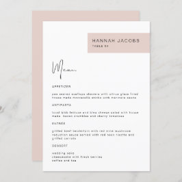 Menu Janto de Nome de Convidado do Blush Moderno J