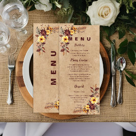 Menu Janto de Recepção de Casamento outono Amarelo
