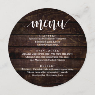 Menu Janto de Recepção de Elopemento de Casamento, Algo