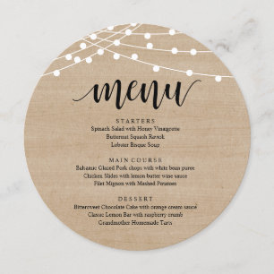 Menu Janto de Recepção de Elopemento de Casamento, Made