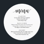 Menu Janto de Recepção Russo Moderno, Elopemento de Cas<br><div class="desc">Preto e Branco Russo Moderno,  Formas de Placa Redonda,  Menu de Janto de Elemento de Casamento. Um menu de bar perfeito para o seu grande dia. Você pode alterar as cores da fonte do script e alterar o conteúdo e as fontes do menu para atender às suas necessidades.</div>