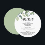 Menu Janto de recepções de casamento, Eucalyptus Greene<br><div class="desc">Eucalyptus Greenery Russo Moderno,  Luzes de Cordas,  Formas de Placa Redonda,  Menu Janto de Elemento de Casamento. Um menu de bar perfeito para o seu grande dia. Você pode alterar as cores da fonte do script e alterar o conteúdo e as fontes do menu para atender às suas necessidades.</div>