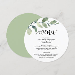 Menu Janto de recepções de casamento, Eucalyptus Greene