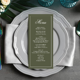 Menu Janto de Script de Casamento Verde-Oliva