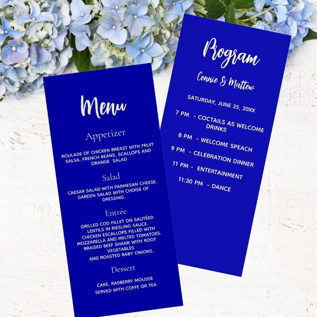 Menu janto do programa de casamento azul real bran (Criador carregado)