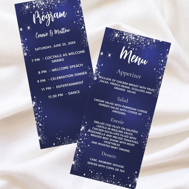 Menu janto do programa de casamento marinho azul p (Criador carregado)
