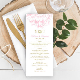 Menu Janto Dourado Elegante de Casamento Floral de Peôn