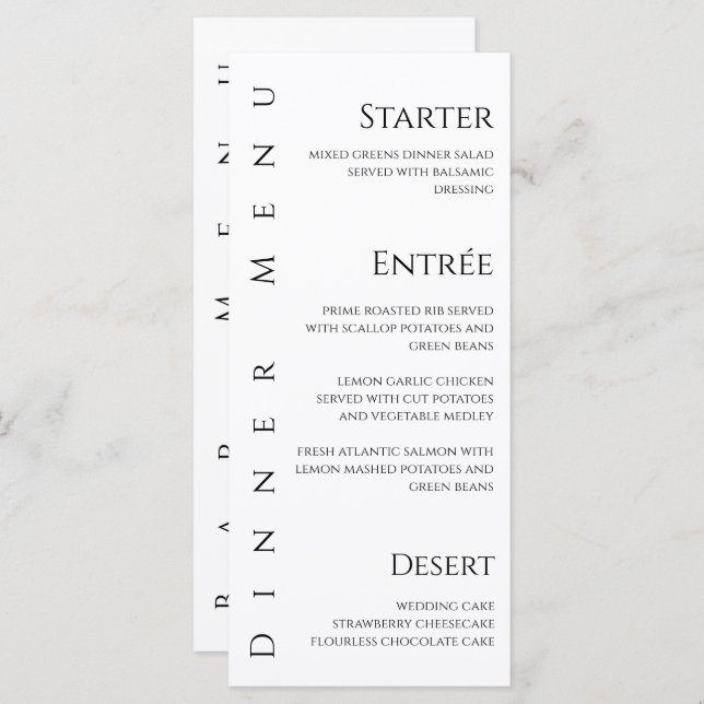 Menu Janto e Bar de Casamento - Preto e Branco- (Frente/Verso)