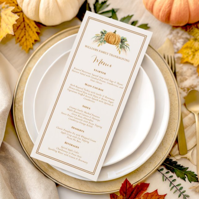 Menu Janto Elegante de Ação de Graças Cai Pumpkin (Criador carregado)
