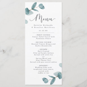 Menu Janto Elegante de Script Eucalyptus & Calliografia