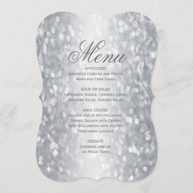 Menu janto | Elegante Silver Sparkle (Frente)