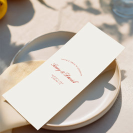 Menu Janto Elegante Vintage Red & Ivory Wedding