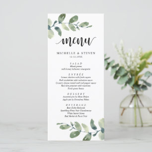 Menu Janto Elopement Eucalyptus Greenery
