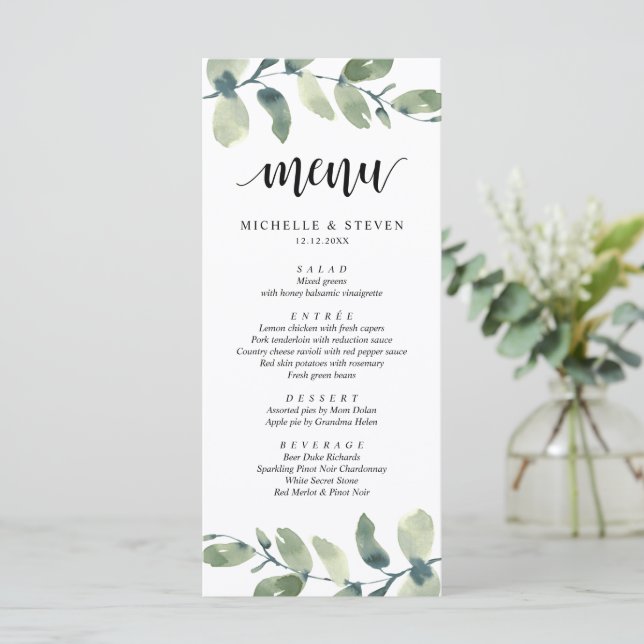 Menu Janto Elopement Eucalyptus Greenery (Em pé/Frente)