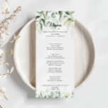 Menu Janto Eucalyptus Greenerescência com Aquarela<br><div class="desc">Este cartão de janto de eucalipto com aquarela é perfeito para um casamento rústico. Este design artístico apresenta uma cor aquosa,  desenhada à mão,  uma folhagem verde de eucalipto,  inspiradora beleza natural. Este menu pode ser usado para recepção de casamento,  janto de ensaio,  chá de panela ou qualquer evento.</div>