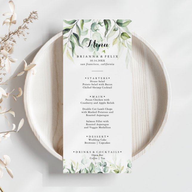 Menu Janto Eucalyptus Greenerescência com Aquarela (Criador carregado)