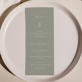 Menu Janto Flat Simples de Casamento Verde de Folha Fol