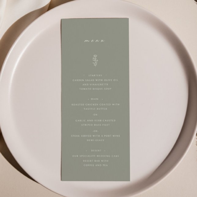 Menu Janto Flat Simples de Casamento Verde de Folha Fol (Criador carregado)