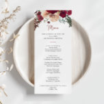 Menu Janto Floral Blush Cor-de-Rosa Brilhante<br><div class="desc">Este cartão de janto floral cor-de-rosa e borrado é perfeito para um casamento rústico. A design apresenta flores rosas,  cor-de-rosa,  com folhas verdes,  inspiradoras beleza artística. Este menu pode ser usado para recepção de casamento,  janto de ensaio,  chá de panela ou qualquer evento.</div>