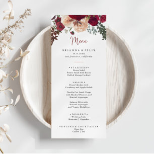 Menu Janto Floral Blush Cor-de-Rosa Brilhante