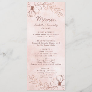 Menu Janto Floral de Borda Floral de Folha Rosa e Rosa
