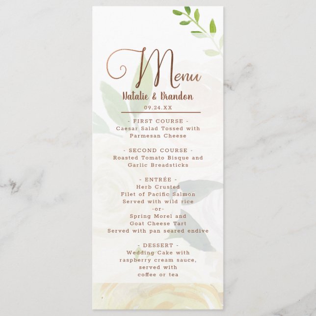 Menu Janto Floral Farmhouse, Fresco Russo, País Fresco (Frente)