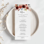 Menu Janto Floral primavera Elegante<br><div class="desc">Este cartão de cardápio primavera elegante para janto floral é perfeito para um casamento simples. A design apresenta flores lindas, pintadas à mão, cor-de-rosa, esbranquiçadas, vermelhas, azuis e arrojadas, juntamente com folhagem verde. Este menu pode ser usado para recepção de casamento, janto de ensaio, chá de panela ou qualquer evento....</div>