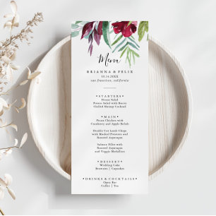 Menu Janto Floral Tropical de Caligrafia
