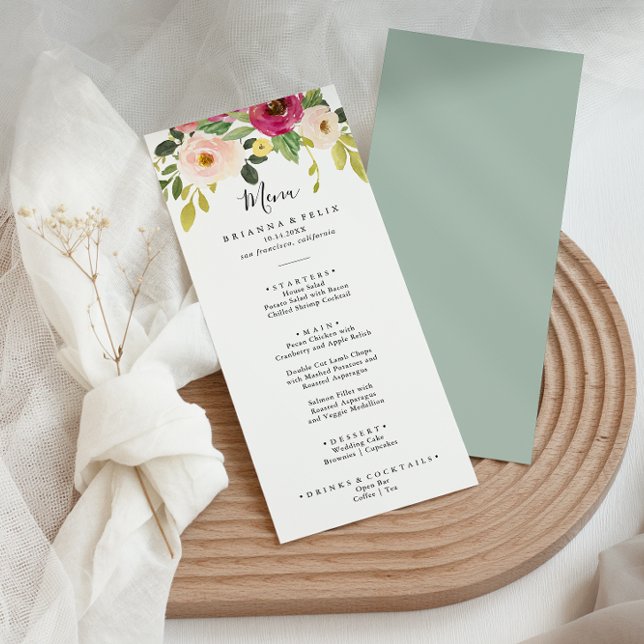 Menu Janto Floral Verde Rosa Esbranquiçado (Criador carregado)