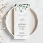 Menu Janto Foliage Verde do Script de Caligrafia<br><div class="desc">Este cartão de janto de folhagem verde para escrita em caligrafia é perfeito para um casamento moderno. O design apresenta galhos e folhas botânicas elegantes e desenhadas a aquarela, desenhadas à mão, em belos buquês e padrões geométricos. Este menu pode ser usado para recepção de casamento, janto de ensaio, chá...</div>