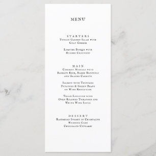 Menu Janto Formal de Casamento Branco Negro Clássico