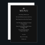 Menu Janto Formal de Casamento Negro Clássico Elegante<br><div class="desc">Cartão de Menu Janto Formal de Casamento Negra Clássico Elegante</div>