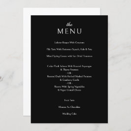 Menu Janto Formal de Casamento Negro Clássico Elegante