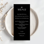Menu Janto Formal de Casamento Negro Clássico Elegante<br><div class="desc">Cartão de Menu Janto Formal de Casamento Negra Clássico Elegante</div>