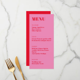 Menu Janto Mínimo Moderno Vermelho Cor-de-Rosa-Brilhant