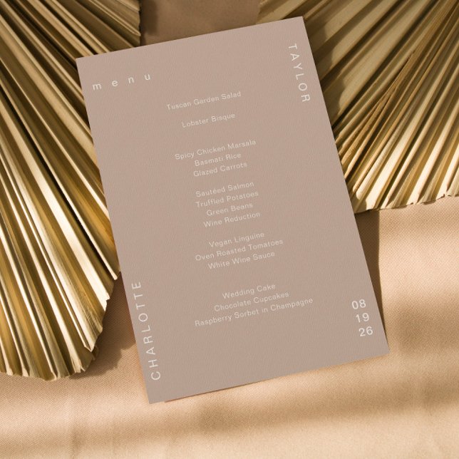 Menu Janto Neutro Mínimo de Casamento de Creme de Tan (Criador carregado)