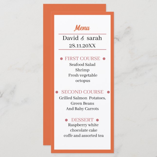 Menu Janto Orange Wedding (Frente/Verso)