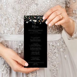 Menu Janto Preto Floral Multicolorido Selvagem