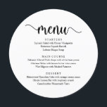 Menu Janto Russo Moderno, Elopemento de Casamento<br><div class="desc">Preto e Branco Russo Moderno,  Formas de Placa Redonda,  Menu de Janto de Elemento de Casamento. Um menu perfeito para o seu grande dia. Você pode alterar as cores da fonte do script e alterar o conteúdo e as fontes do menu para atender às suas necessidades.</div>