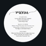 Menu Janto Russo Moderno, Elopemento de Casamento<br><div class="desc">Preto e Branco Russo Moderno,  Formas de Placa Redonda,  Menu de Janto de Elemento de Casamento. Um menu perfeito para o seu grande dia. Você pode alterar as cores da fonte do script e alterar o conteúdo e as fontes do menu para atender às suas necessidades.</div>