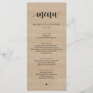 Menu Janto Rustic Brown Wood Elopement