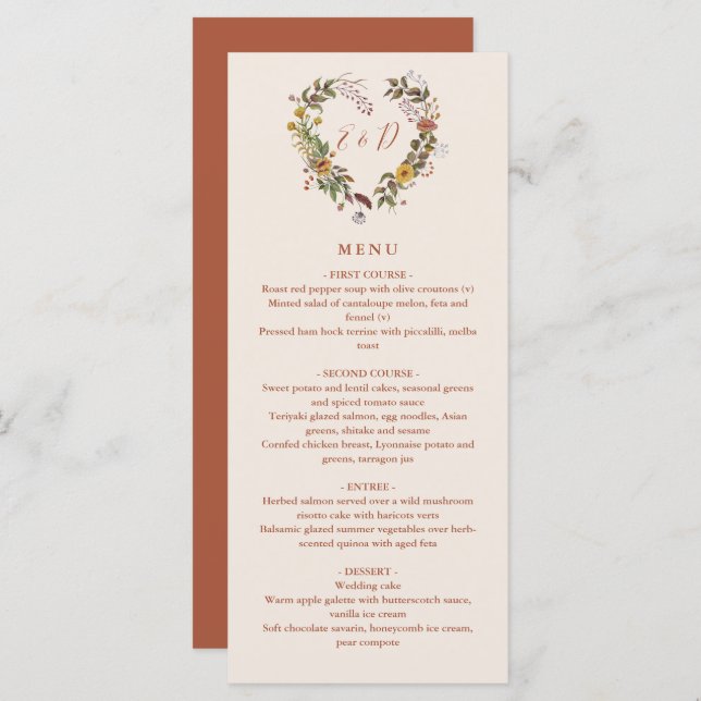 Menu Janto Rustic Floral Autumn (Frente/Verso)