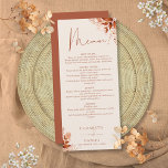 Menu Janto Rustic Floral Autumn<br><div class="desc">Este elegante menu de outono floral rústico pode ser personalizado com sua informação em tipografia quic. Projetado por Thisnotme©</div>